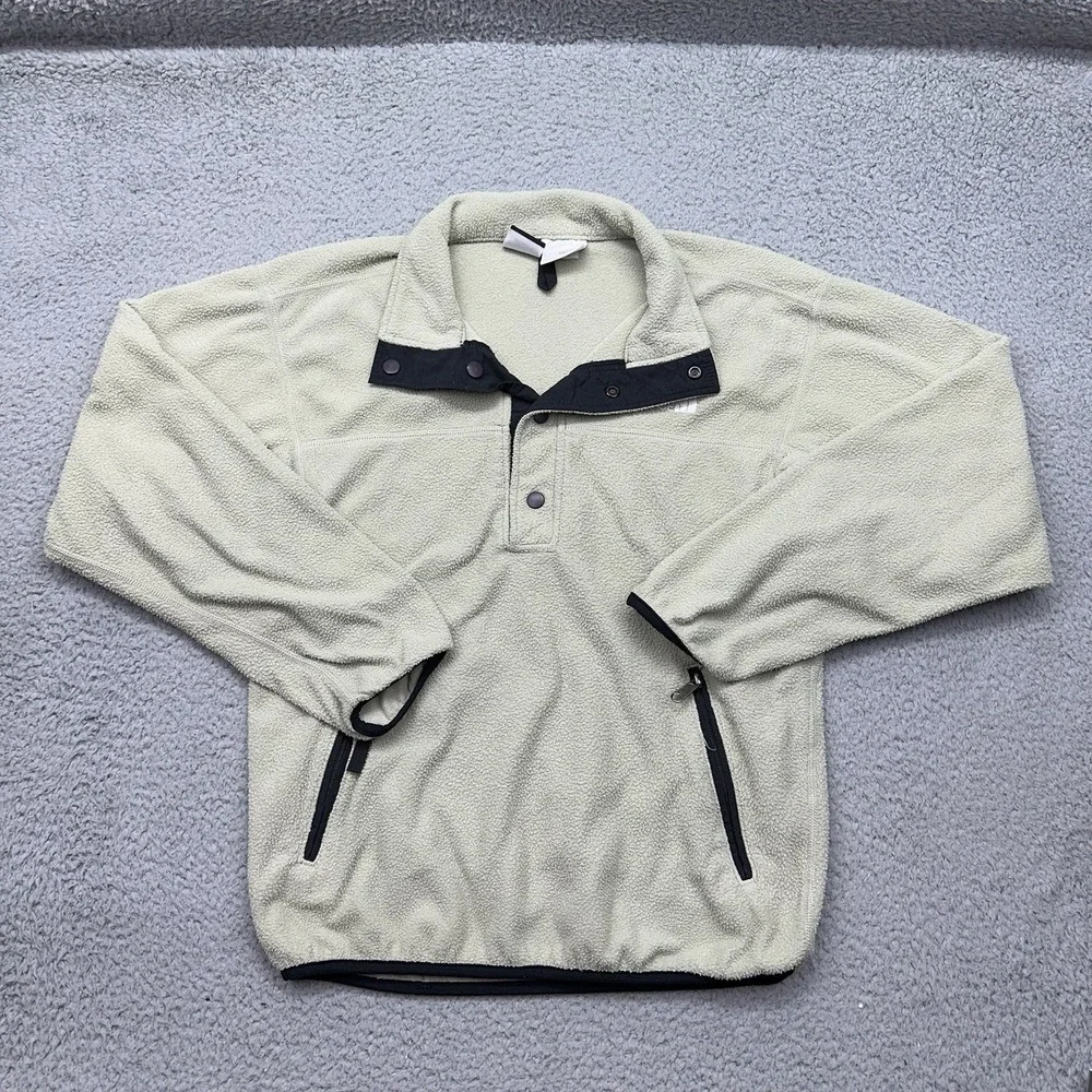 The North Face A24 Mens Small Beige/Black Vintage Snap Fleece Pullover USA Made